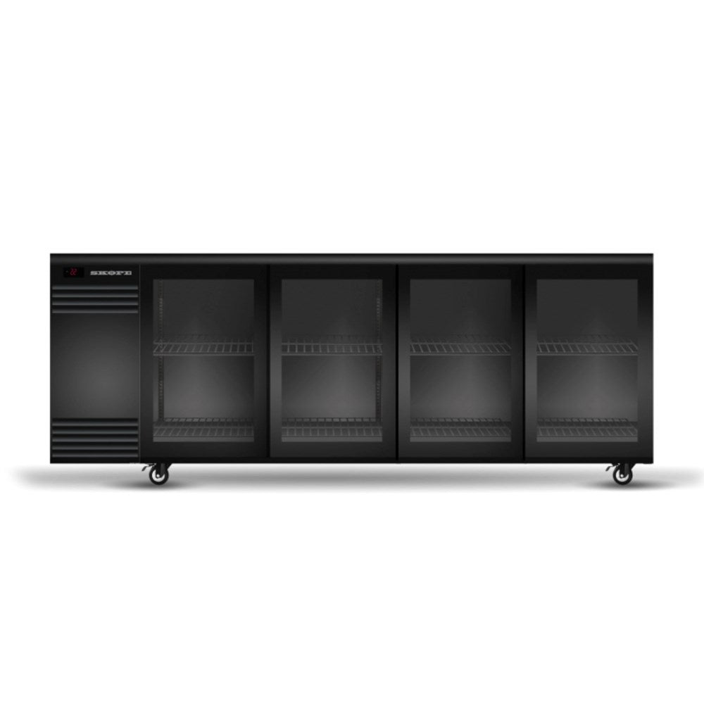 BackBar Underbench Chiller 4 Door Sliding | Black/White