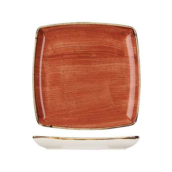 Stonecast Deep Square Plate | 268x268mm Spiced Orange