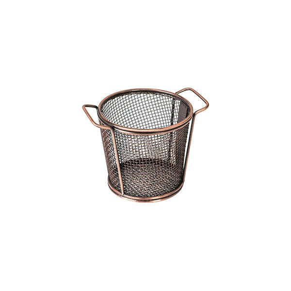Service Basket Round Antique Copper 80x90mm