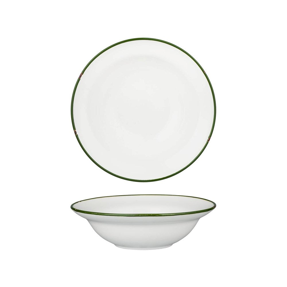 Tin Tin Deep Plate/Bowl | White/Green 220mm