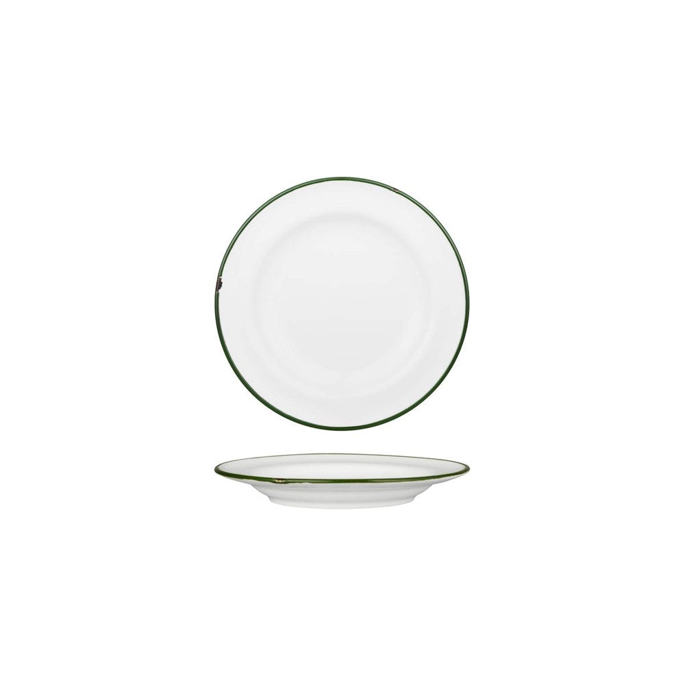 Tin Tin Round Plate | White/Green 170mm