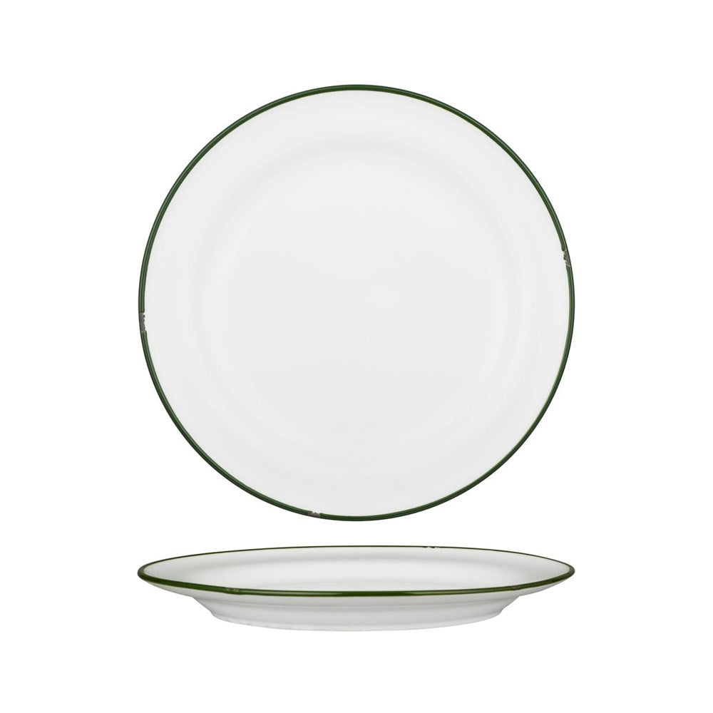 Tin Tin Round Plate | White/Green 270mm