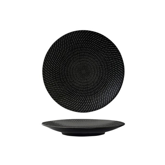 Zen Round Coupe Plate | Black Swirl 205mm