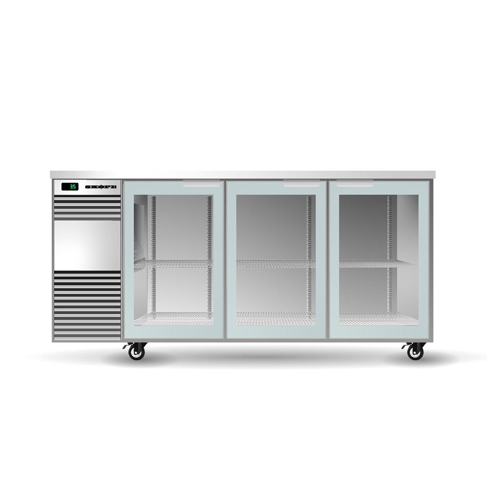BackBar Underbench Chiller 3 Door Swing | Black/White