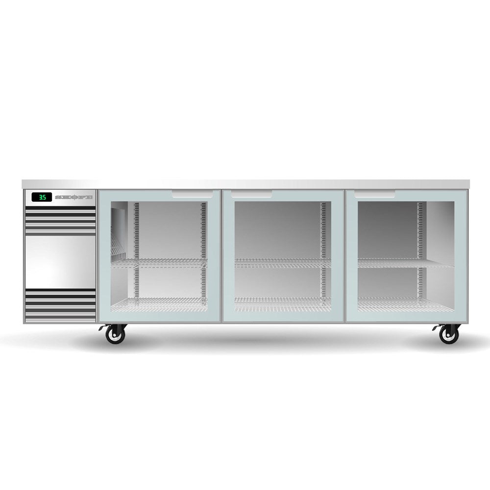 BackBar CounterLine Underbench Chiller 3 Door Glass Swing | Black/White