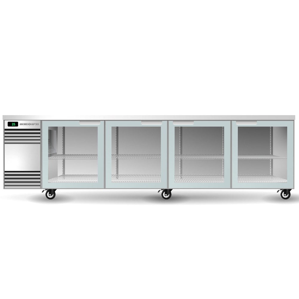 BackBar CounterLine Underbench Chiller 4 Door Glass Swing | Black/White