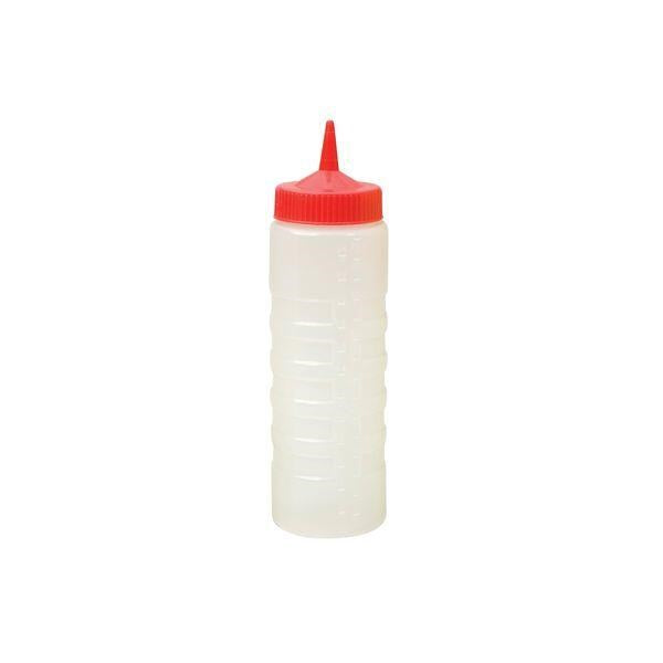 Plastic Bottle- Clear w coloured lid | Red 750ml