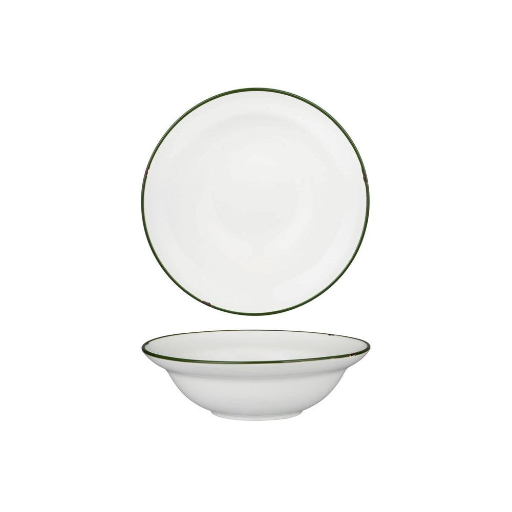 Tin Tin Deep Plate/Bowl | White/Green 190mm