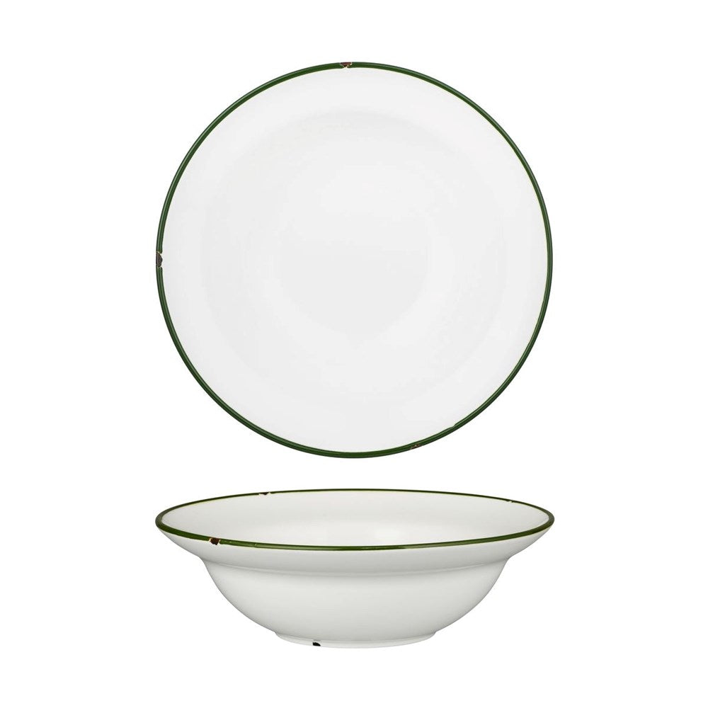 Tin Tin Deep Plate/Bowl | White/Green 240mm