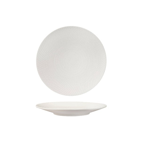 Zen Round Coupe Plate | White Swirl 205mm