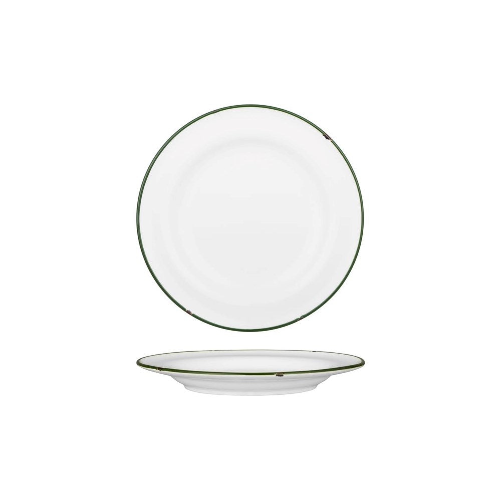 Tin Tin Round Plate | White/Green 210mm