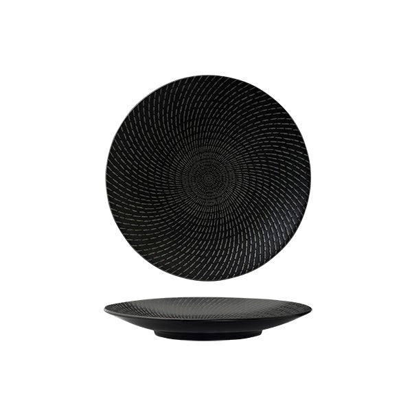Zen Round Coupe Plate | Black Swirl 205mm