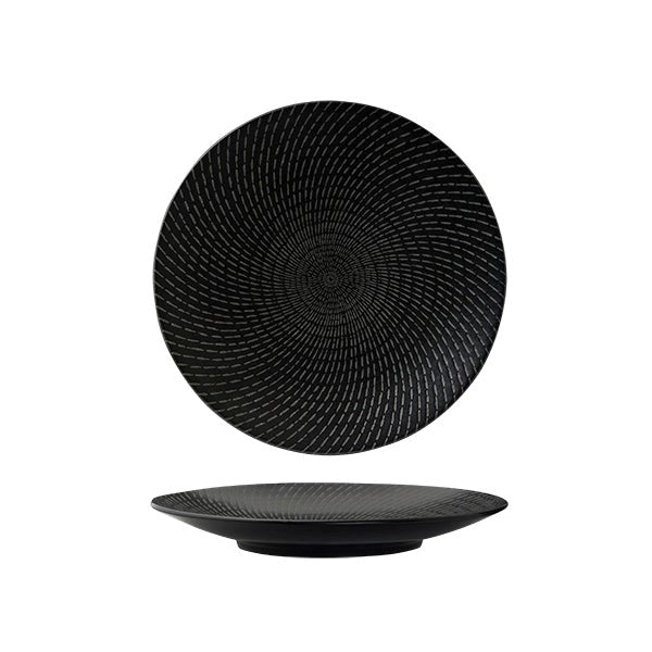Zen Round Coupe Plate | Black Swirl 235mm