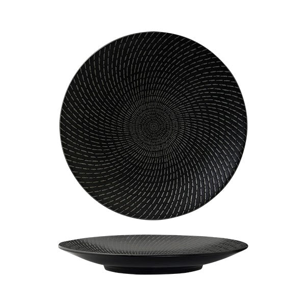 Zen Round Coupe Plate | Black Swirl 275mm