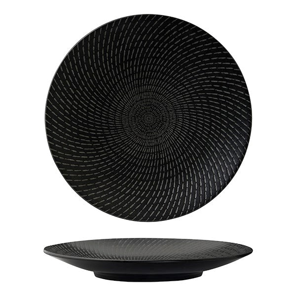 Zen Round Coupe Plate | Black Swirl 310mm