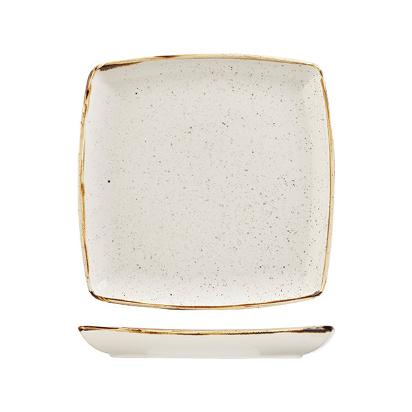 Stonecast Deep Square Plate | Barley White 268x268mm