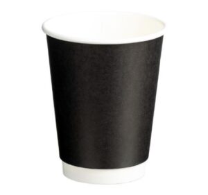 Double Wall PE Paper Cups-Black 12oz | 500 Cups/Box