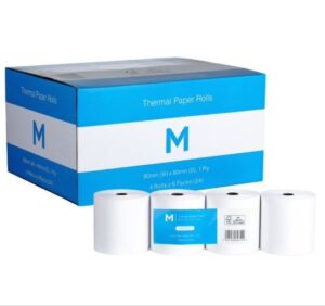 Thermal Paper Roll-White 80mm x 80mm, 1 Ply Per Roll | Pack 4