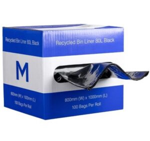 DB Recycled Bin Liner 80L-Black, 800mm x 900mm x 35mu Dispenser Box
