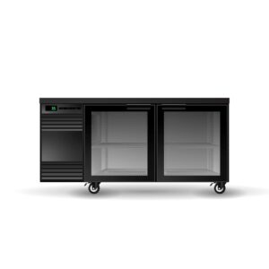 BackBar CounterLine Underbench Chiller 2 Door Glass Swing | Black/White