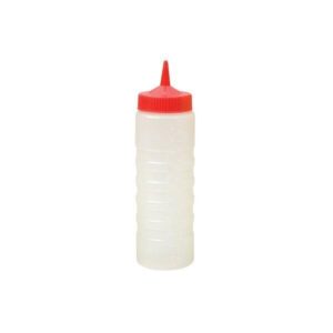 Plastic Bottle- Clear w coloured lid | Red 750ml