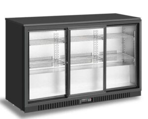 Atosa Back Bar Cooler | 3 Door Sliding Black 1350mm