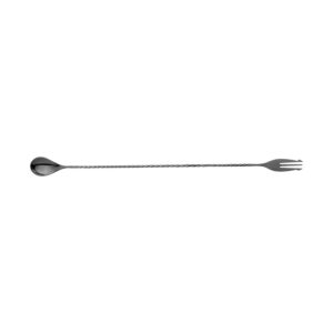 Bar Spoon Gun Metal with Fork 410mm Moda