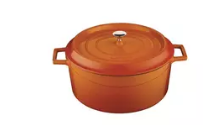 Casserole Round Cast Iron Orange 320x150mm 9.8ltr Ctn 1