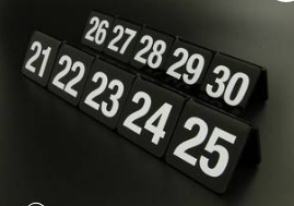 Table Number Set 21-30 Award
