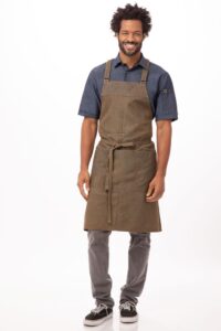 Apron Bib Cross Back Uptown Blue/Taupe