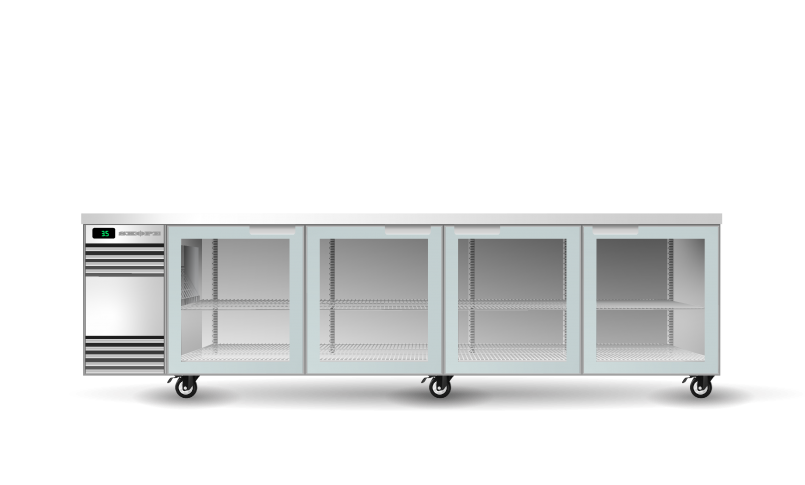 BackBar SlimLine Underbench Chiller 4 Door Glass Swing | Black/White