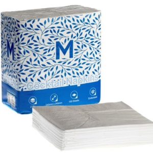 Serviette Cocktail 2ply White Pkt 100/20