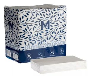 Serviette Dinner Quilted 8F | White Pkt 100/8