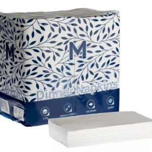 Serviette Dinner Quilted 8F | White Pkt 100/8