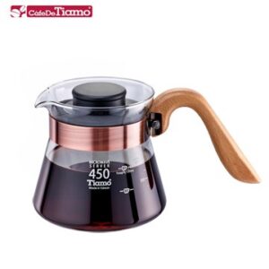 Coffee Glass Server 450cc Brass/Wood handle