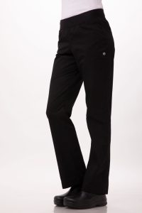 Chef Pants Womens Lightweight Slim Fit Black XS