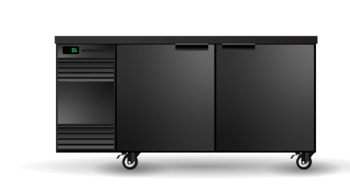 BackBar SlimLine Underbench Chiller 2 Door Solid Swing | Black/White