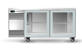 BackBar SlimLine Underbench Chiller 4 Door Solid Swing | Black/White