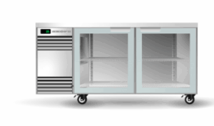 BackBar SlimLine Underbench Chiller 2 Swing Glass Door Black/White