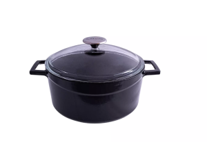 Casserole Black Lava Glaze, Glass Lid 4.5lt