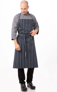 Apron Bib English Chalkstripe Navy
