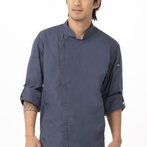 Chef Jacket Hartford Mens Zipper Blue Large