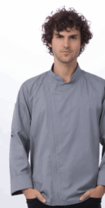 Chef Jacket Hartford Mens Zipper Grey Large