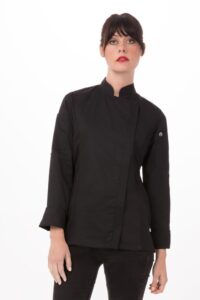 Chef Jacket Hartford Womens Zipper Black Lge