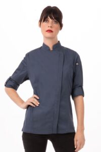 Chef Jacket Hartford Womens Zipper Blue Small