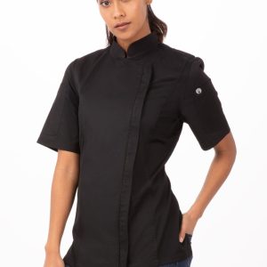 Chef Jacket Zipper Womens Springfield Black Medium