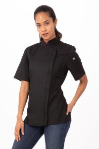 Chef Jacket Zipper Womens Springfield Black XS