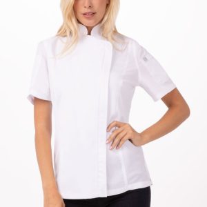 Chef Jacket Zipper Womens Springfield White Medium