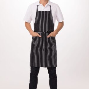 Apron Bib Chalk Stripe Black