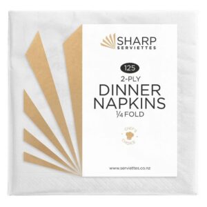 Serviettes Dinner 2Ply White 4F
